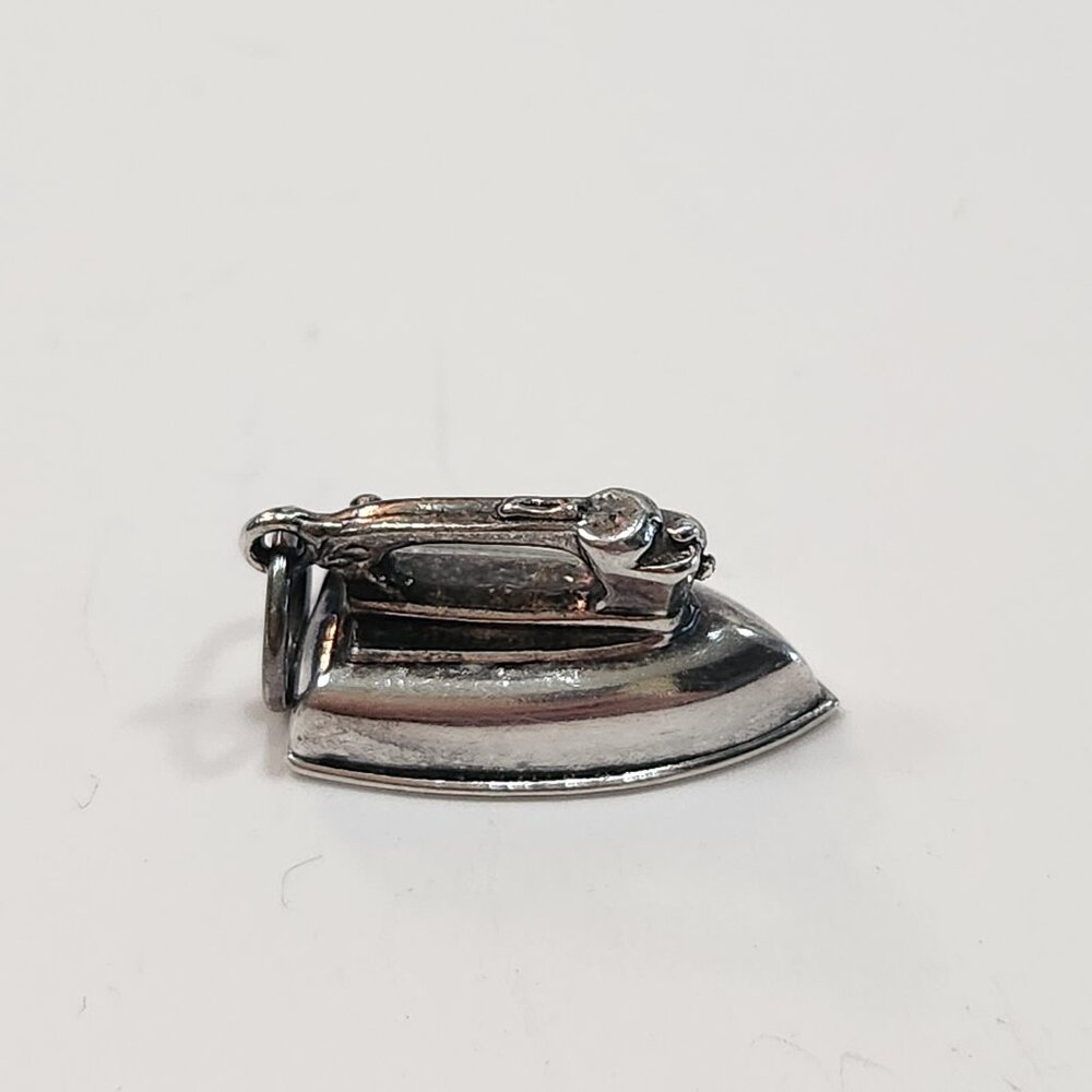 Vintage Solid Sterling Silver 3D Iron Charm